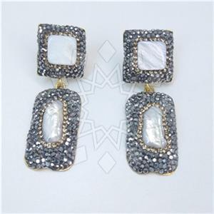 Fashion Gem and Crystals Single Drop Earrings