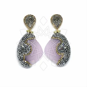 Fashion Gem and Crystals Single Drop Earrings