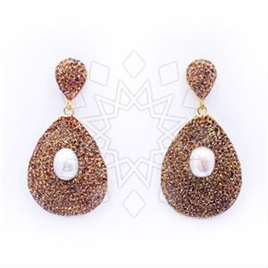 Fashion Gem and Crystals Single Drop Earrings