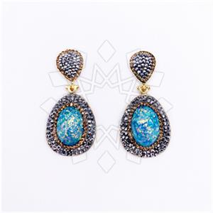 Fashion Gem and Crystals Single Drop Earrings