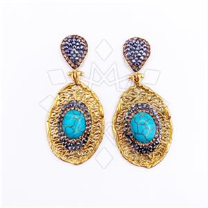 Fashion Gem and Crystals Single Drop Earrings