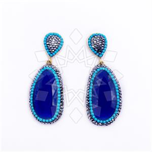 Fashion Gem and Crystals Single Drop Earrings