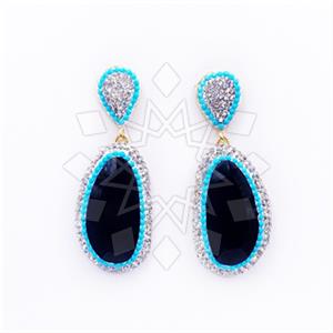 Fashion Gem and Crystals Single Drop Earrings