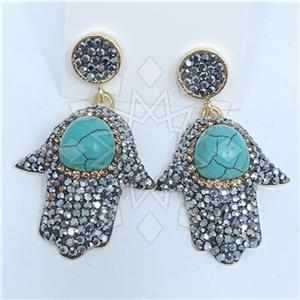 Fashion Gem and Crystals Single Drop Earrings