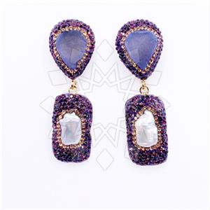 Fashion Gem and Crystals Single Drop Earrings