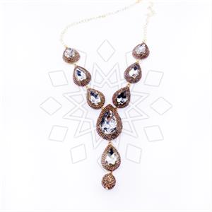 Fashion Gem and Crystals Statement Necklace