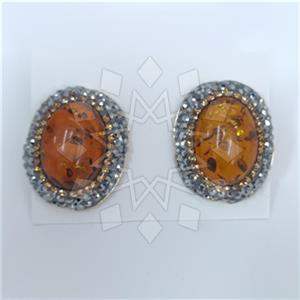 Fashion Gem and Crystals Stud Earrings