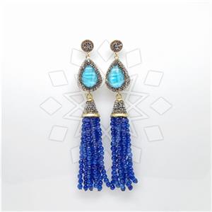 Fashion Gem and Crystals Tassel Earring