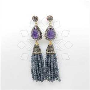 Fashion Gem and Crystals Tassel Earring
