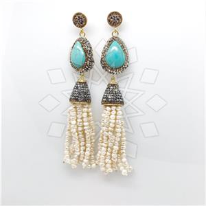 Fashion Gem and Crystals Tassel Earring