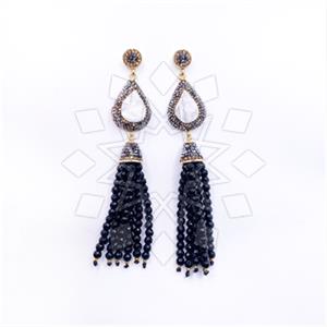 Fashion Gem and Crystals Tassel Earring