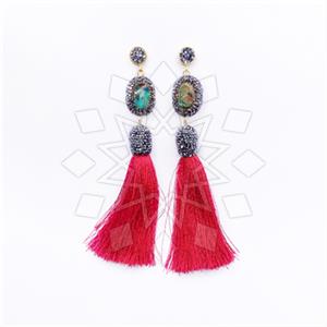 Fashion Gem and Crystals Tassel Earring