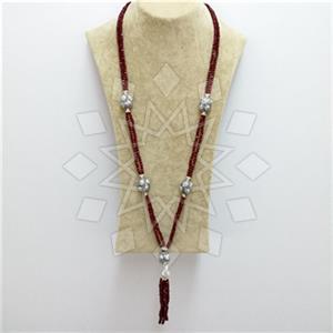 Fashion Gem and Crystals Tassel Necklace