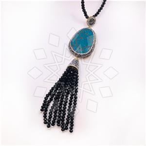 Fashion Gem and Crystals Tassel Necklace
