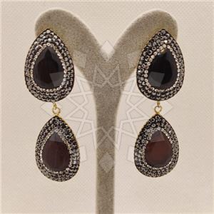 Fashion Gemstone  Double Drop Earrings