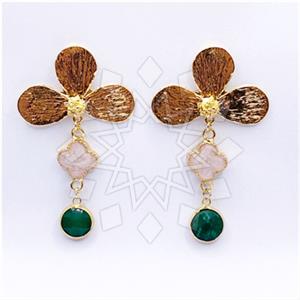 Fashion Gemstone  Double Drop Earrings