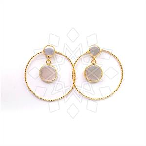 Fashion Gemstone  Hoop Earrings