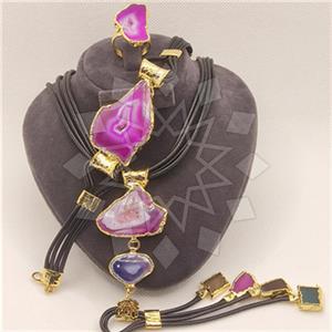 Fashion Gemstone  Ring Bracelet Necklace Sets
