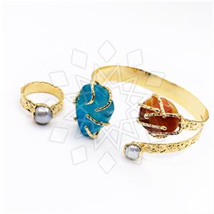 Fashion Gemstone  Ring Bracelet Sets