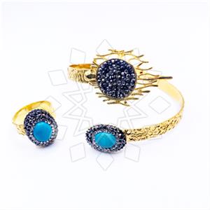 Fashion Gemstone  Ring Bracelet Sets