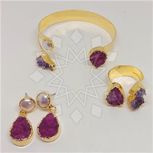 Fashion Gemstone  Ring Earring Bracelet Sets
