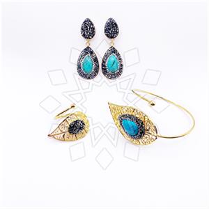 Fashion Gemstone  Ring Earring Bracelet Sets