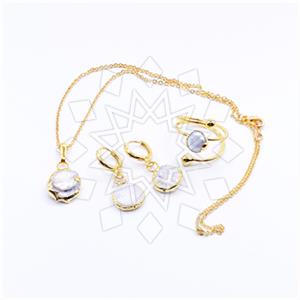 Fashion Gemstone  Ring Earring Necklace Sets