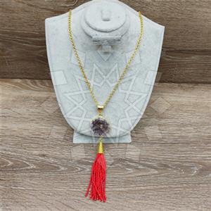 Fashion Gemstone  Tassel Necklace