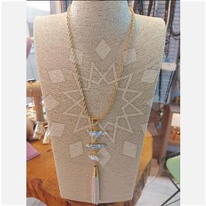 Fashion Gemstone Tassel Necklace