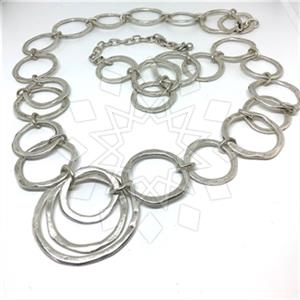 Fashion Geometric Metal and Chain Necklace