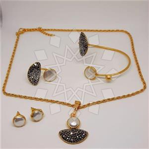 Fashion Geometric Ring Earring Necklace Bracelet Sets