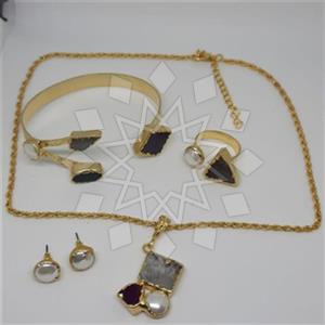 Fashion Geometric Ring Earring Necklace Bracelet Sets