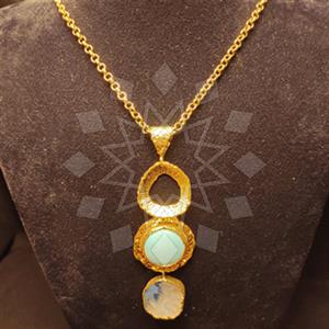 Fashion Handmade Artisan Bijoux  Metal and Chain Necklace