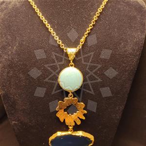 Fashion Handmade Artisan Bijoux  Metal and Chain Necklace