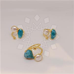 Fashion Handmade Artisan Brass  Double Gemstone Rings Package