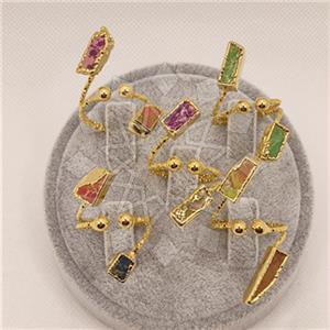 Fashion Handmade Artisan Brass  Double Gemstone Rings Package