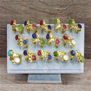 Fashion Handmade Artisan Brass  Double Gemstone Rings Package