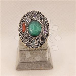 Fashion Handmade Artisan Brass  Gemstone Rings