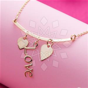 Fashion Heart and Love Metal and Chain Necklace