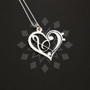 Fashion Heart and Love Music Pendant Necklace