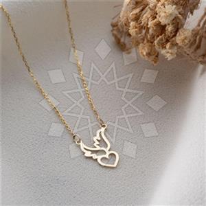 Fashion Heart Feather Pendant Necklace