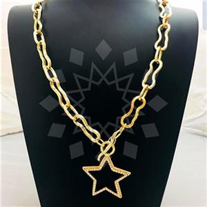 Fashion Moon and Stars Metal and Chain Necklace