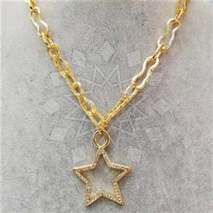 Fashion Moon and Stars Metal and Chain Necklace