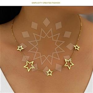 Fashion Moon and Stars Metal and Chain Necklace