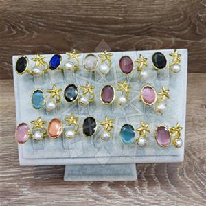 Fashion Sea and Shell Double Gemstone Rings Package