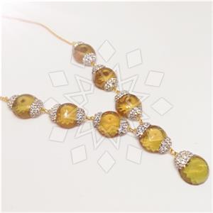 Fashion Semi Precious Gems and Crystal  Pendant Necklace