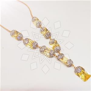 Fashion Semi Precious Gems and Crystal  Pendant Necklace