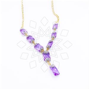 Fashion Semi Precious Gems and Crystal  Pendant Necklace