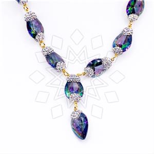 Fashion Semi Precious Gems and Crystal  Pendant Necklace