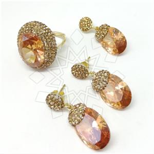Fashion Semi Precious Gems and Crystal  Ring Earring Pendant Sets